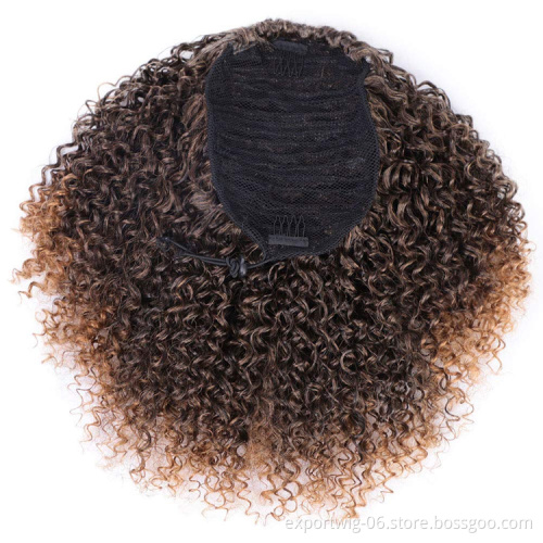 Drawstring Ponytail Afro Kinky Curly Ponytail Extension 8 Inch Synthetic Curly Ponytail Hair Heat Resistant clip in